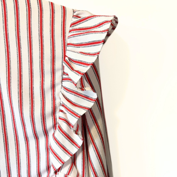 Forever 21 Striped Ruffle Button-Front Blouse Size 3X - Picture 6 of 8